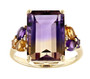 front view of ametrine citrine amethyst and diamond ring in 10k yellow gold