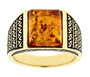 amber gents ring in black rhodium and 18k yellow gold over sterling silver