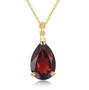 front view of 15x10mm checkerboard faceted pear natural gemstone necklace in 14k yellow gold