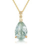 prasiolite pear pendant necklace in 14k yellow gold front