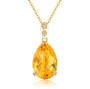 front view of 15x10mm checkerboard faceted pear natural gemstone necklace in 14k yellow gold