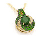 side view of chrome diopside and yellow diamond pendant necklace in black rhodium and 18k yellow gold over sterling silver