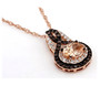 side view of champagne white and brown cubic zirconia pendant necklace in 18k rose gold over sterling silver