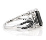 side view of marquise black spinel heart ring in black and white rhodium over sterling silver