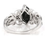 back view of marquise black spinel heart ring in black and white rhodium over sterling silver