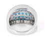 back view of neon apatite and white zircon wideband cluster ring in black and white rhodium over sterling silver