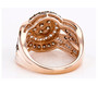 back view of champagne and white cubic zirconia cluster ring in 18k rose gold over sterling silver