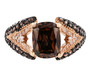 front view of brown and white cubic zirconia ring in 18k rose gold over sterling silver