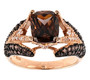 brown and white cubic zirconia ring in 18k rose gold over sterling silver