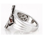 side view of garnet and black spinel cluster cross ring in black and white rhodium over sterling silver