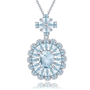 aquamarine pendant necklace in rhodium over sterling silver