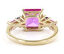 back view of lab pink sapphire and amethyst ring in 18k yellow gold over sterling silver