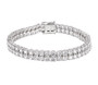 natural white zircon double row tennis bracelet in rhodium over sterling silver