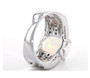 ethiopian opal blue and white diamond ring in 14k white gold