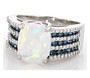opal blue and white diamond ring in 14k white gold angle