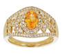 spessartine garnet and white zircon ring in 18k yellow gold over sterling silver