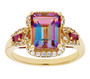 mystic quartz rhodolite garnet and zircon ring in 18k yellow gold over sterling silver