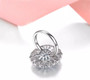 aquamarine and white zircon halo ring in rhodium over sterling silver