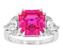 lab pink and white sapphire ring in rhodium over sterling silver