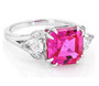 front view of lab pink and white sapphire ring in rhodium over sterling silver