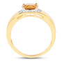 side view of citrine and white topaz halo mens ring in 18k yellow gold over sterling silver