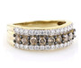 front view of champagne diamond and moissanite band ring in 18k yellow gold over sterling silver