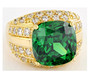front view of green and white cz cocktail ring in 18k yellow gold over sterling silver