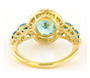 back view of blue and white cubic zirconia ring in 18k yellow gold over sterling silver