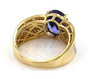 back view of tanzanite and diamond ring in 14k yellow gold