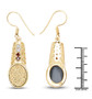 gold druzy quartz garnet and topaz drop dangle earrings in 18k yellow gold over sterling silver shown for size comparison
