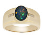 australian boulder opal triplet and diamond gents ring in 10k yellow gold