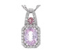 kunzite pink sapphire and zircon pendant necklace in rhodium over sterling silver