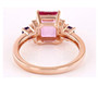 back view of pink topaz amethyst and zircon ring in 18k rose gold over sterling silver