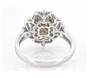 back view of yellow and white diamond cluster ring in 14k white gold