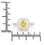 yellow sapphire and white diamond square emerald cut halo ring in solid 14k yellow gold shown for size comparison