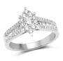 white diamond cluster marquise shape wedding ring in solid 14k white gold