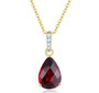 natural gemstone 10x7mm pear and diamond necklace in solid 14k yellow gold