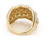 back view of yellow and white diamond cluster band ring in 10k yellow gold