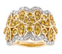 yellow and white diamond cluster band ring in 10k yellow gold