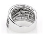 black and white diamond crossover band ring in 10k white gold