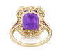 amethyst and white sapphire halo ring in 10k yellow gold