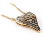 side view of champagne and white diamond heart necklace in 10k yellow gold