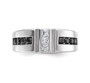 black and white diamond 10lk white gold mens ring flat lay
