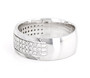side view of textured white diamond gents wedding band ring in 10k white gold
