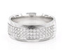 front view of textured white diamond gents wedding band ring in 10k white gold