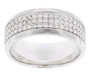 textured white diamond gents wedding band ring in 10k white gold