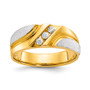 natural white diamond mens ring in two tone 10k yellow and white gold front