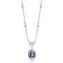 rose de france amethyst and white zircon necklace in rhodium over sterling silver