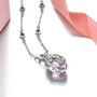 back view of rose de france amethyst and white zircon necklace in rhodium over sterling silver