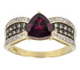 rhodolite garnet champagne and white diamond ring in 10k yellow gold